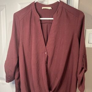 Lush burgundy high low blouse size small